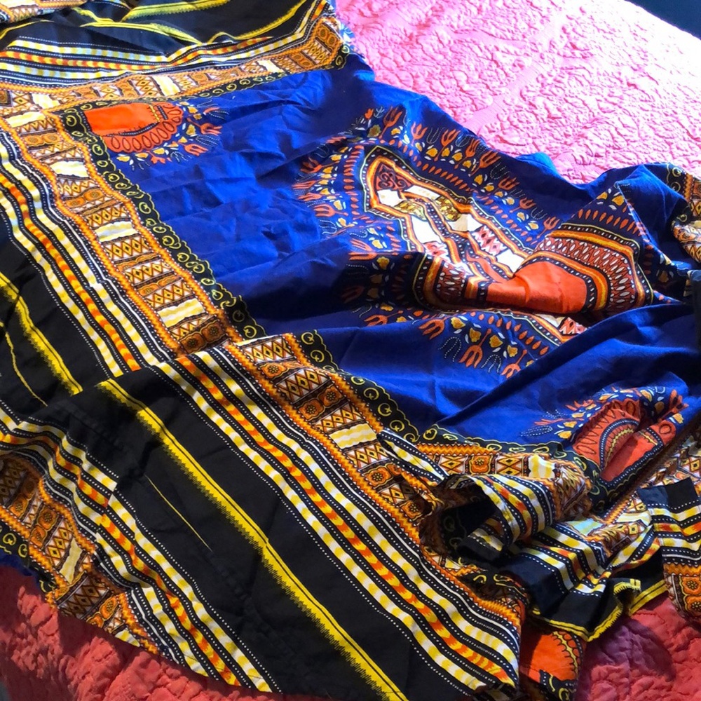 Vibrant Blue and Orange Patterned Fabric